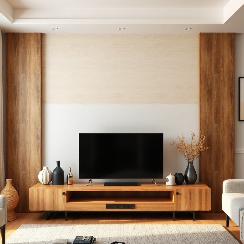 Backdrop TV HPL Bingkai Kayu