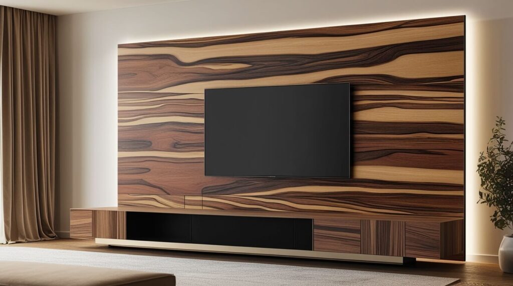 Backdrop TV HPL Papan Kayu