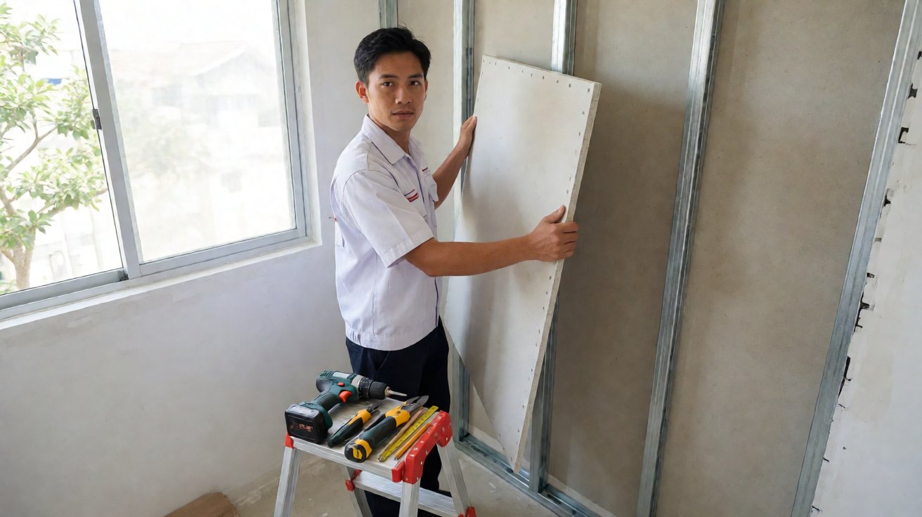 proses pasang plafon gypsum untuk pemula
