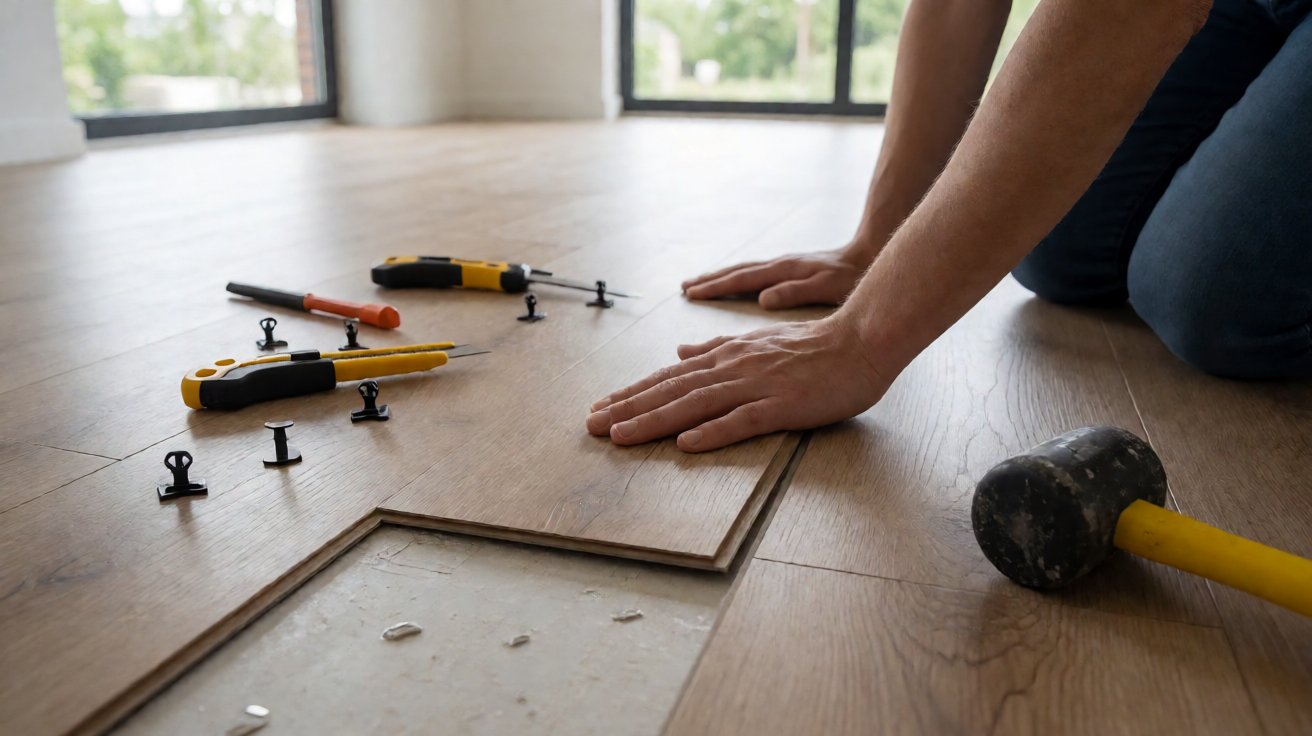 Vinyl plank flooring dipasang sendiri, hasil akhir yang rapi